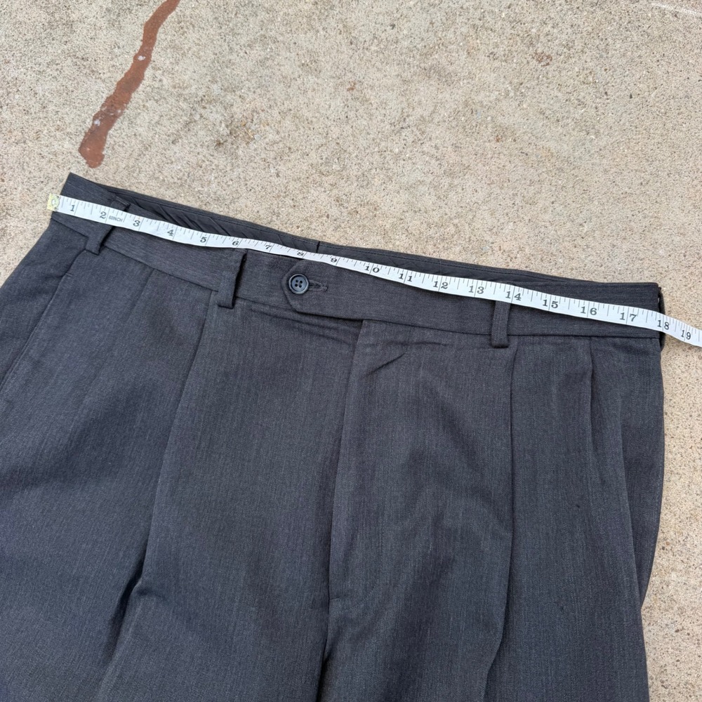 Brooks Brothers Dress Pants Mens 36 Charcoal Grey Pleated Cuffed Wool Trousers - Picture 14 of 16